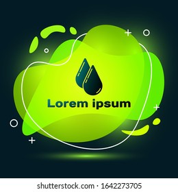 Schwarzes Wassertropfen Symbol einzeln auf schwarzem Hintergrund. Abstrakter Banner mit flüssigen Formen. Vektorillustration-Illustration