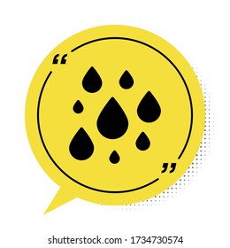 Icono de caída de agua negra aislado en fondo blanco. Símbolo amarillo de burbuja de habla. Ilustración vectorial