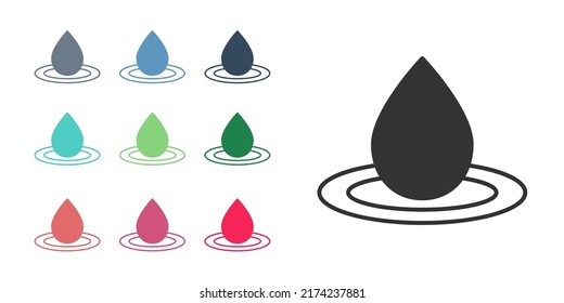 Icono de caída de agua negra aislado en fondo blanco. Indique los iconos en colores. Vector