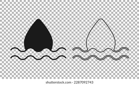 Black Water drop icon isolated on transparent background.  Vector
