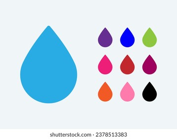 Black Water drop icon isolated on white background. Set icons in color