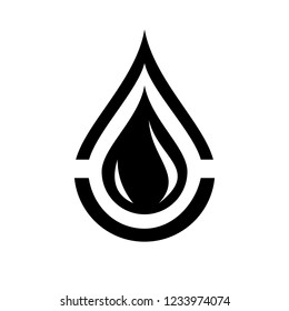 Black water drop icon vector,aqua drop picture, spa logo, organic symbol
