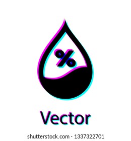 Black Water drop percentage icon isolated on white background. Humidity analysis. Vector Illustration