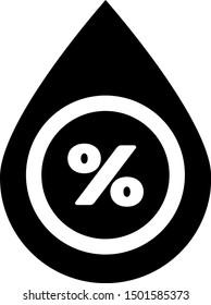 Black Water drop percentage icon isolated on white background. Humidity analysis.  Vector Illustration