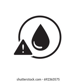 Black water drop warning sign icon, modern simple liquid shape temperature graphic glyphs flat design concept vector for app ads web banner button ui ux interface elements isolated on white background