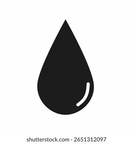 Black water droplet icon on white background