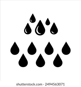 Black water drops vector silhouette on white background. Water drops icon vector sign illustration design.