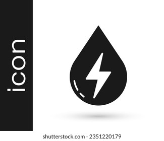 Black Water energy icon isolated on white background. Ecology concept with water droplet. Alternative energy concept.  Vector