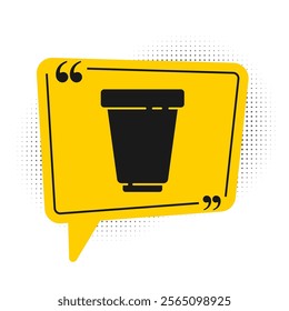 Black Water filter cartridge icon isolated on white background. Yellow speech bubble symbol. Vector Illustration