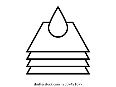 Black water filter icon with water drop