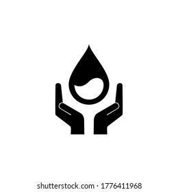 black water and hand illustrations for environmentally conscious icons or symbols