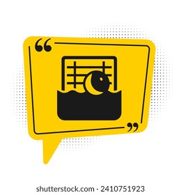 Black Water polo icon isolated on white background. Yellow speech bubble symbol. Vector