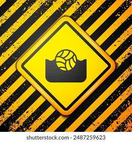 Black Water polo icon isolated on yellow background. Warning sign. Vector