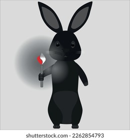 Black Water Rabbit with candle which has Indonesia fire meet new year
