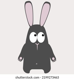 Black water rabbit or hare on a light background. Vector illustration of the symbol of 2023. Chinese calendar