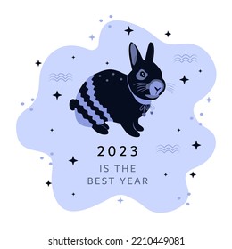 Black water rabbit, the symbol of 2023 year, illustration