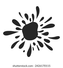 Black water splash. Abstract wet splatter drop for tattoo design, river wave ripple stain splash simple marine environment doodle. Vector isolated. Different dirt or ink shapes