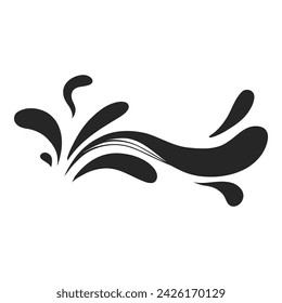 Black water splash. Abstract wet splatter drop for tattoo design, river wave ripple stain splash simple marine environment doodle. Vector isolated. Different dirt or ink shapes