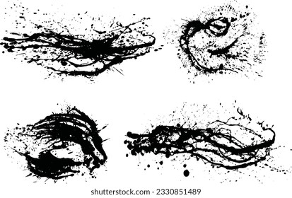 black water splash silhouette vector white background