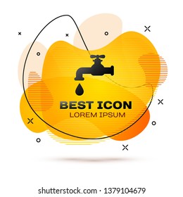 Black Water tap with a falling water drop icon isolated on white background. Fluid color banner. Vector Illustration