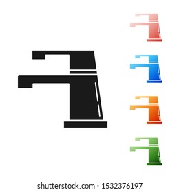 Black Water tap icon isolated on white background. Set icons colorful. Vector Illustration