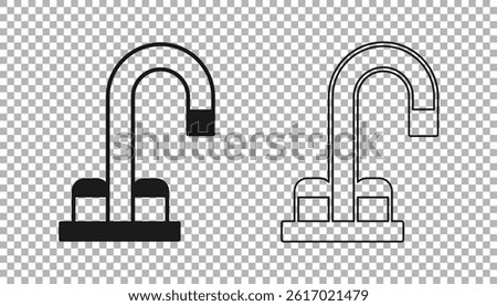 Black Water tap icon isolated on transparent background.  Vector