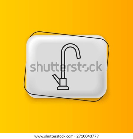 Black Water tap icon isolated on yellow background. Silver rectangle button. Vector