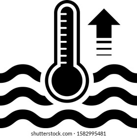 Black Water thermometer measuring heat and cold icon isolated on white background. Thermometer equipment showing hot or cold weather.  Vector Illustration