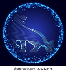Black water tiger-symbol of 2022. Chinese New Year. Holiday zodiac sign of animal. Vector illustration.
