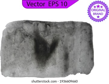Black  watercolor abstract background with stains. Watercolor texture. Hand drawn fill with rough, black  uneven watercolor rectangle isolated over the transparent background