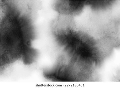 Black watercolor background for background textures and web banner design.Grey clouds, gray spots