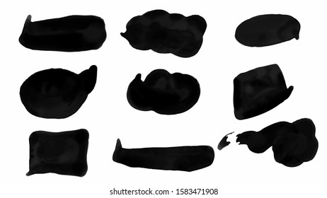 Black watercolor brush set for your design, vector.
