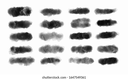 Black watercolor brush set for your design, vector.
