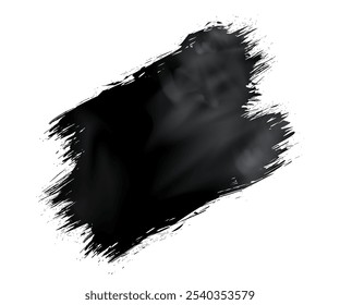 Black watercolor brush stroke isolated, line of paint, smear