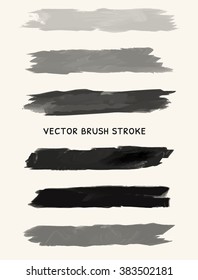 Black watercolor brush strokes. Abstract vector illustration.