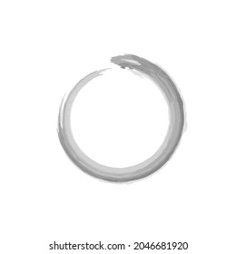Black watercolor enso symbol. Ink painted circle on white. Black brushed round symbol. Logo, emblem element. Enso zen symbol. Ink hand drawn enso sign isolated on white