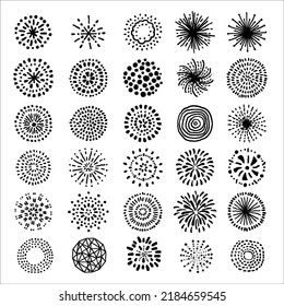 black Watercolor hand drawn festive fireworks