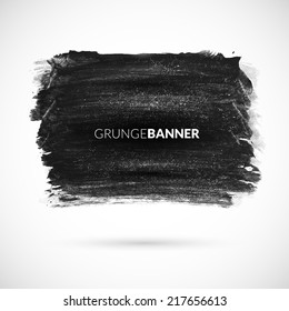 Black watercolor ink banner with grunge texture retro effect and copy space background for your business text