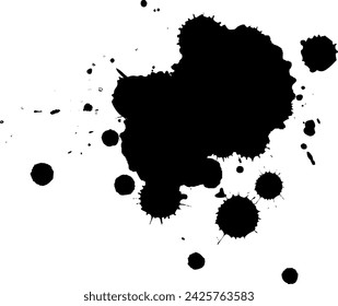 acuarela negra pintura salpicadura grunge elemento gráfico sobre fondo blanco