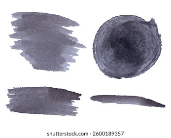 Black watercolor patches collection set. Collection as vector design element.Banner clip art. Vector illustration.