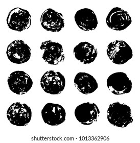 
Black watercolor round painted vector set 