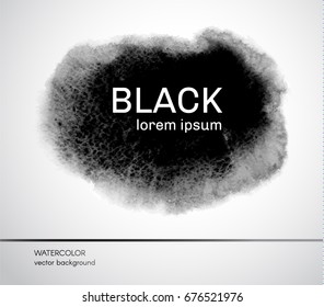 Black watercolor spot. Color palette.  Abstract watercolor background. Vector illustration.