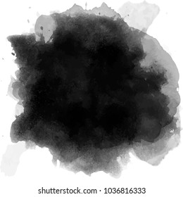 Black watercolor square backdrop. Vector.