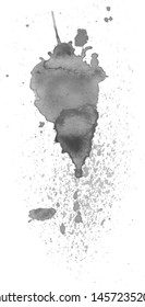 Black watercolor stain. Watercolor texture background