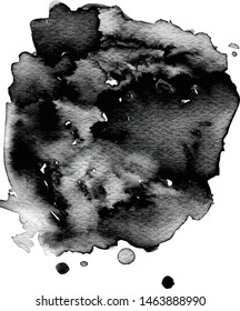 Black watercolor stain. Watercolor texture background