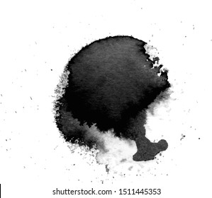 Black watercolor stain. Watercolor texture background for trendy design