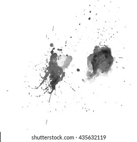 Black watercolor stain. Watercolor texture background