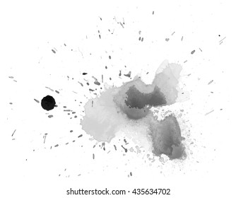 Black watercolor stain. Watercolor texture background