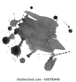 Black watercolor stain. Watercolor texture background