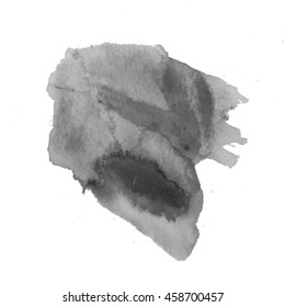 Black watercolor stain. Watercolor texture background